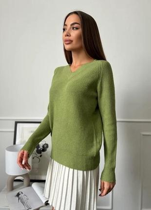 Кашеміровий в'язаний пуловер зеленого кольору, кашемір, україна