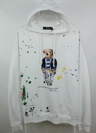 Стильне худі кофта polo bear ralph lauren white hoodie1 фото