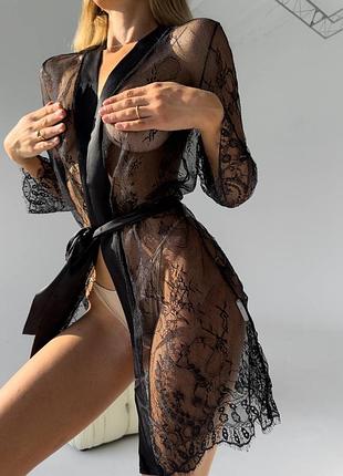 Ефектний мереживний халатик4 фото