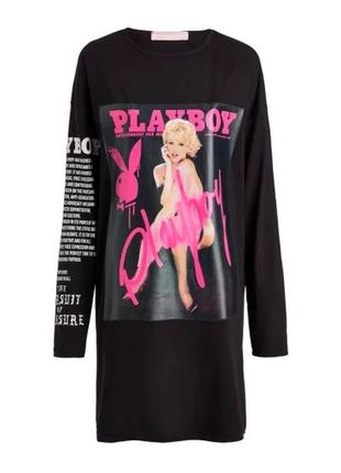 Футболка с принтом playboy x missguided с длинным рукавом размер 8