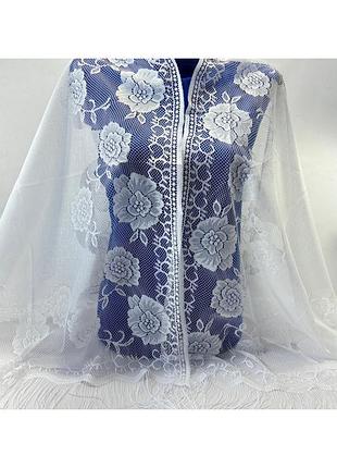 Ніжний тюлевий білий шарф