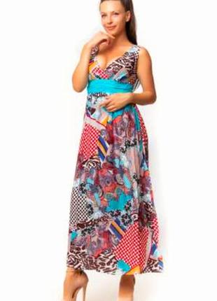 Невероятное яркое воздушное платье - сарафан большого размера, батал