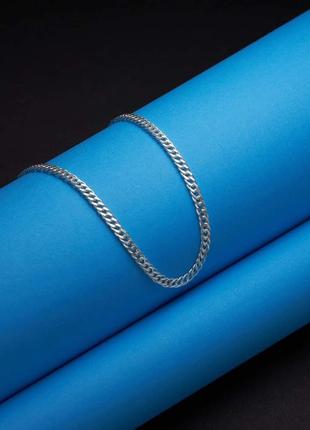 Классическая серебряная цепочка плетево ромбик.3 фото