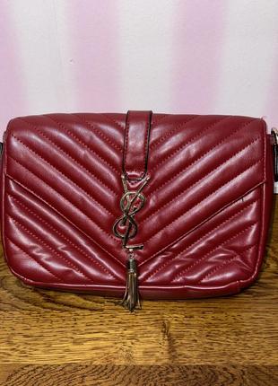 Красная брендовая сумка,женская сумка на плечо, не большая сумка ysl,