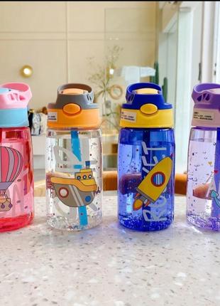 Дитяча пляшечка з трубочкою 480 мл нові