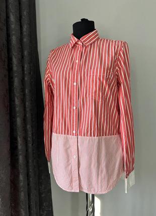 Жіноча червона сорочка у смужку gap розмір м gap button up long sleeve top size