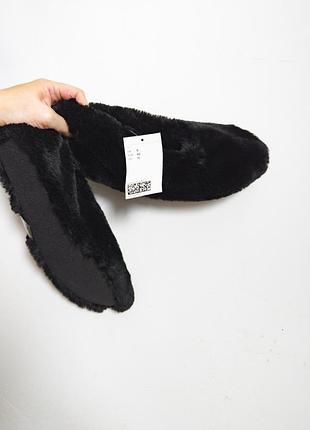 Нові капці з м'якої, пухнастої тканини h&m чорні 40, 41, 42