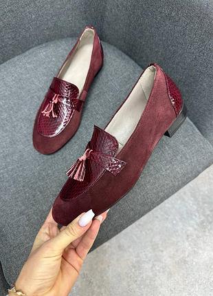 Лоферы женские из натуральной кожи и замши
