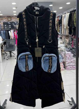 Мега стильная жилетка с капюшоном,люкс качество турция, папарацци.