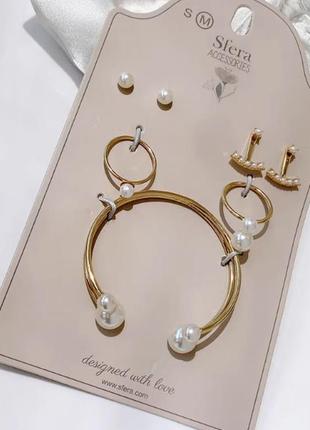 Набор украшений с жемчугом 5 предметов себе или в подарок