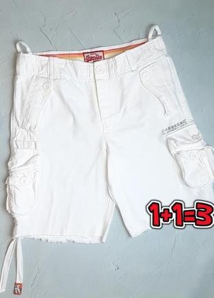 🎁1+1=3 брендовые белые мужские шорты с карманами vintage superdry, размер 44 - 46