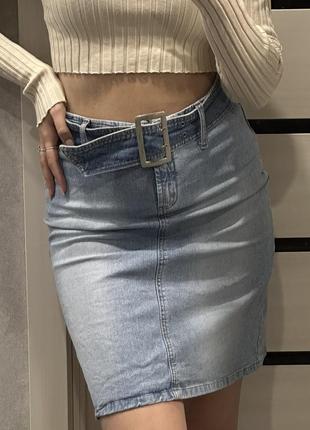 Женская джинсовая юбка denim jeans rap midi skirt y2k grunge avant-garde