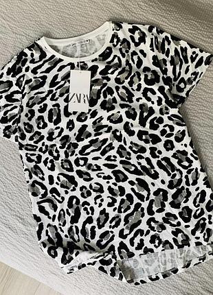 Футболка zara в леопардовий принт