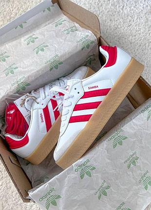 Женские кроссовки кеды адамис adidas samba platform white\red