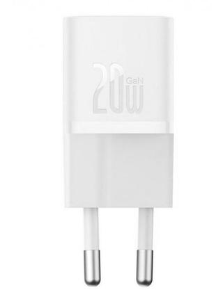 Сетевое зарядное устройство baseus gan5 fast charger 1c 20w white