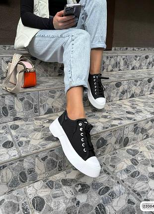 Кеди чорні комбіновані текстиль🌺