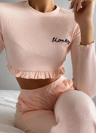 Топ с длинным рукавом в рубчик honey