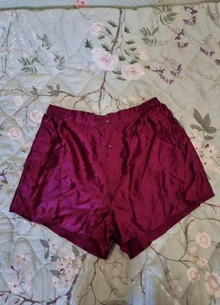 Жіночі шовкові шортики низ від піжами шорти для сну піжамні шорти фіолетові фуксія шолк шолковые