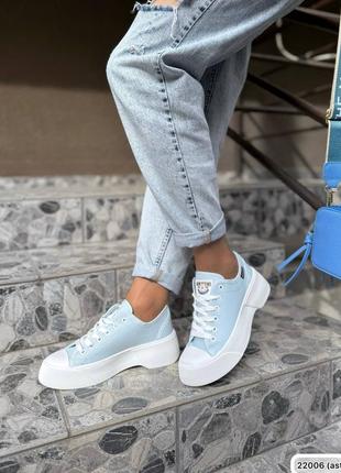 Кеды голубые комбинированные текстиль🌺