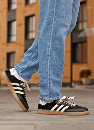 Wales bonner x adidas samba in core black &amp; cream white2 фото