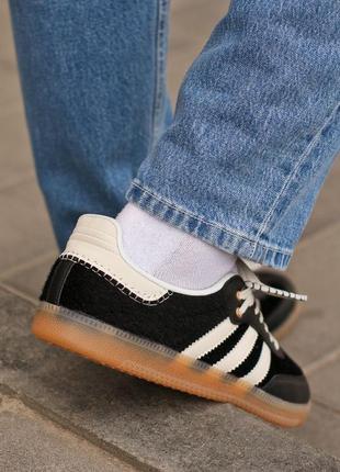 Wales bonner x adidas samba in core black &amp; cream white3 фото