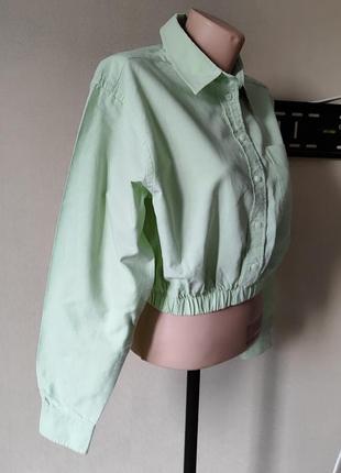 Бирюзовая рубашка-бомбер 3