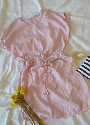 Легкое натуральное платье цвет розовый3 фото