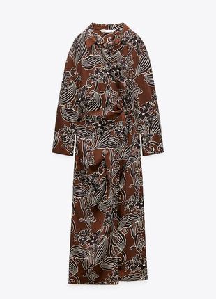 Zara zara новое с бирками платье миди с принтом на запах l2 фото