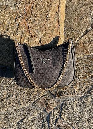 Сумочка в стиле michael kors jet set charm small logo pochette brown