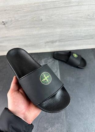 Мужские кожаные шлепанцы stone island