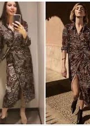 Zara zara новое с бирками платье миди с принтом на запах l9 фото