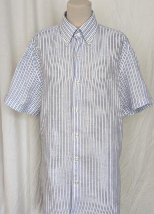 Льняная рубашка в полоску с коротким рукавом fred perry