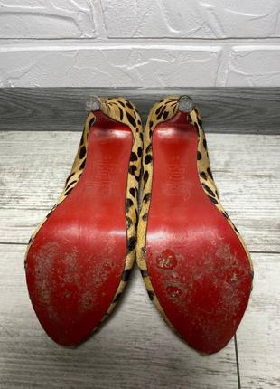 Оригінальні леопардові лабутени, туфлі на шпильці із шкіри поні8 фото