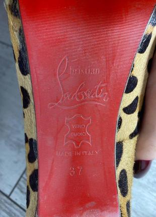 Оригинальные леопардовые лабутены, туфли на шпильке из кожи пони9 фото