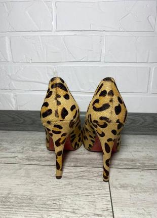 Оригінальні леопардові лабутени, туфлі на шпильці із шкіри поні5 фото