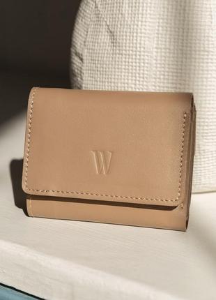 Кошелек кожаный женский на кнопке карамель краст trinity