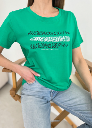 Базова вільна футболка з тваринним принтом бавовна 9 кольорів6 фото