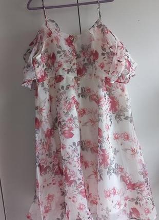 Біла сукня в квітковий принт shein 1xl uk 186 фото