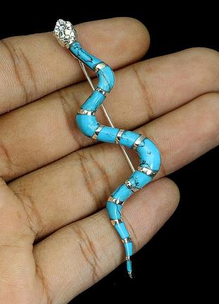 Брошь с натуральной бирюзой