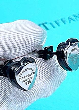 Серьги из медицинской стали в стиле бренда tiffani с гравировкой.1 фото