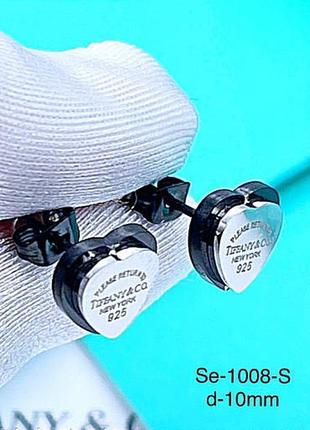 Сережки з медичної сталі в стилі бренду tiffani з гравіровкою.3 фото