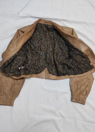 Стильный укороченный винтажный пиджак жакет из натуральной кожи2 фото