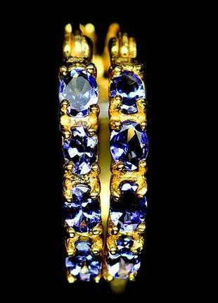 Серебряные серьги-кольца с танзанитами