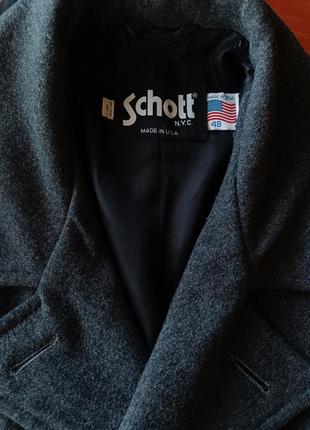 Серое шерстяное пальто морской бушлат schott pea coat made in usa1 фото