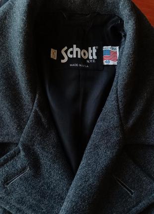 Серое шерстяное пальто морской бушлат schott pea coat made in usa