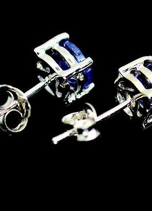 Серебряные серьги-пусеты с танзанитами