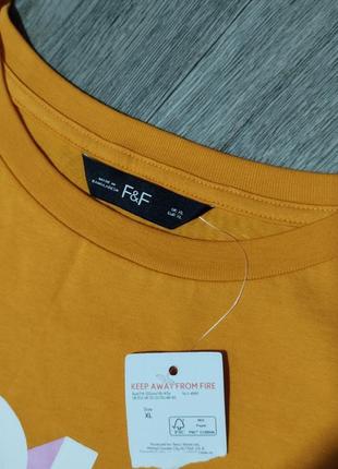 Мужская футболка / f&f / поло / оранжевая футболка с принтом / мужская одежда / чоловічий одяг /2 фото