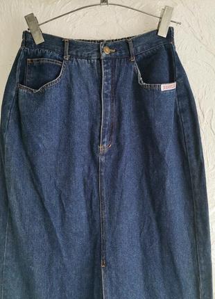 Довга джинсова спідниця міді з розрізом2 фото