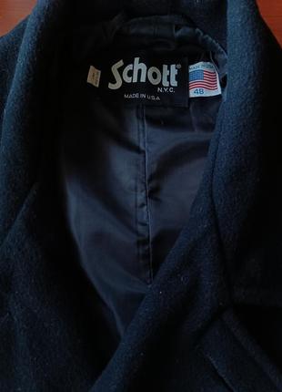 Чёрное шерстяное пальто морской бушлат schott pea coat made in usa2 фото