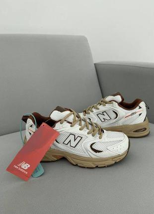 New balance 530 white beige brown3 фото